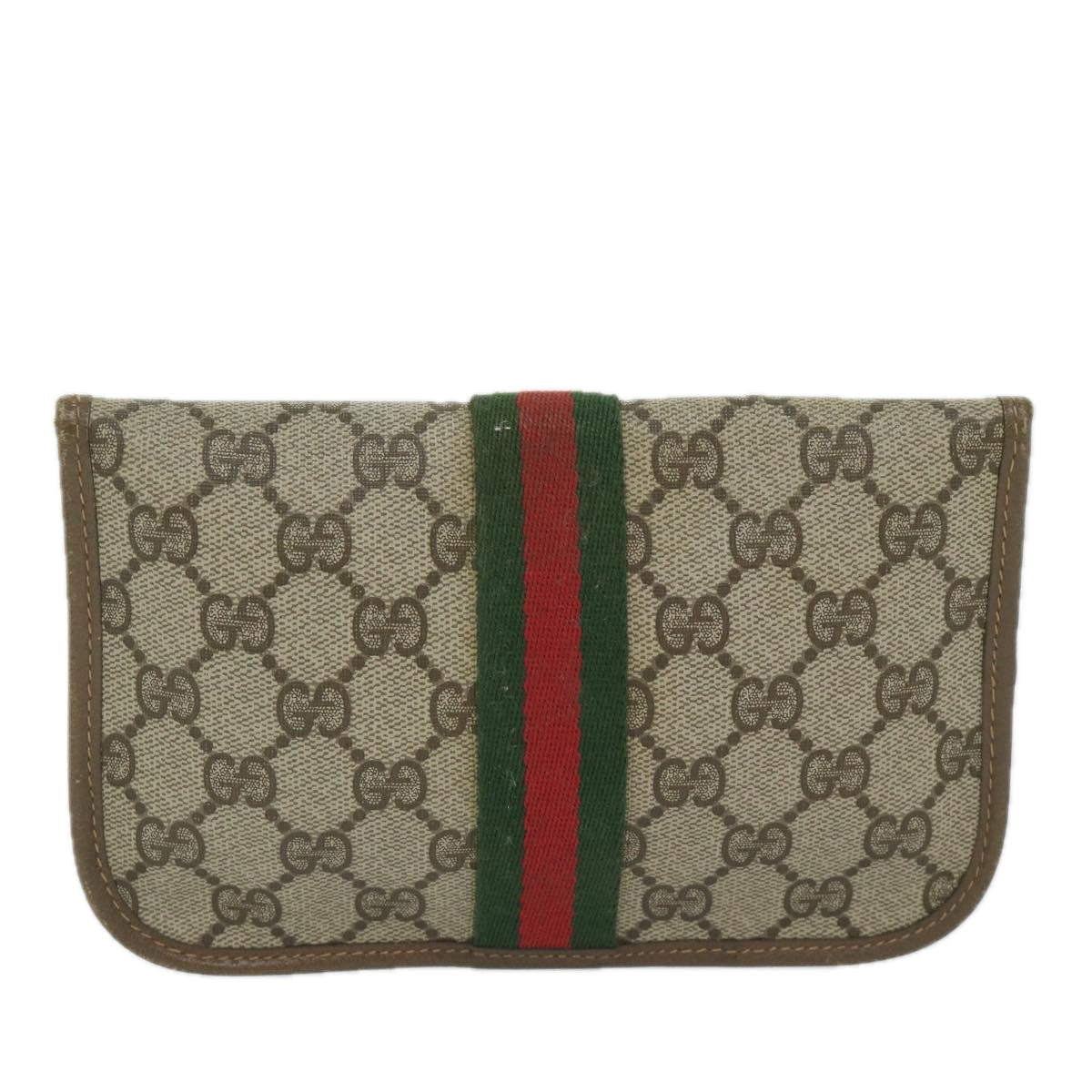 GUCCI GG Supreme Web Sherry Line Pouch Beige Red Green 89 01 021 61002