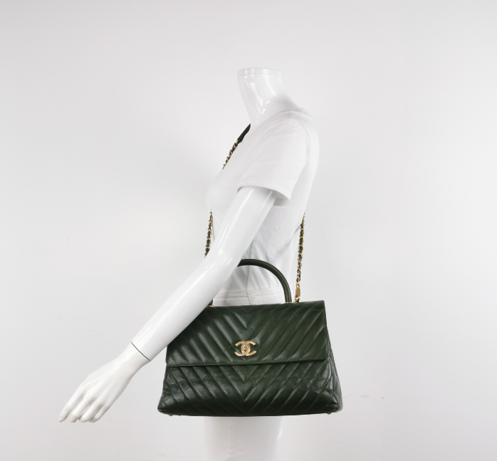 Preloved Chanel Coco Handle Bag Maxi Green 250105781012547