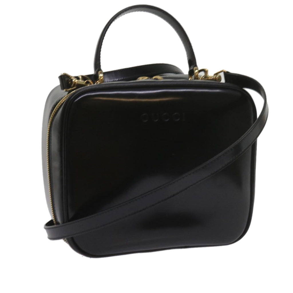 GUCCI Bamboo Vanity Cosmetic Pouch Patent leather Black 000 2040 0323 61015