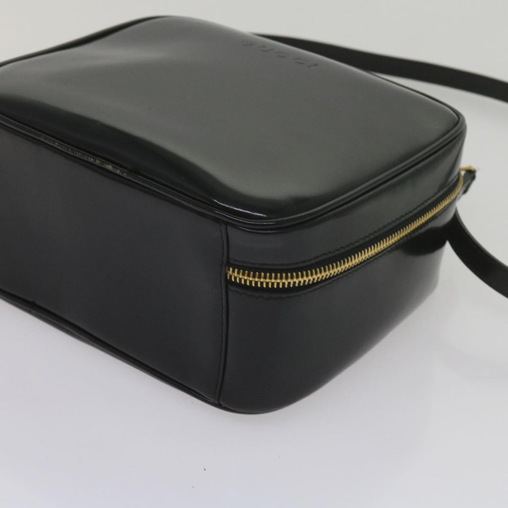 GUCCI Bamboo Vanity Cosmetic Pouch Patent leather Black 000 2040 0323 61015