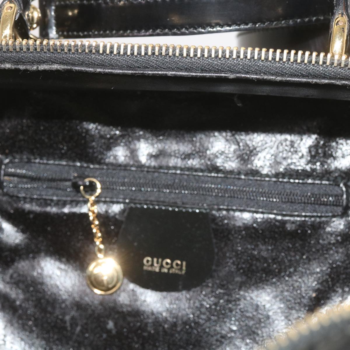 GUCCI Bamboo Vanity Cosmetic Pouch Patent leather Black 000 2040 0323 61015