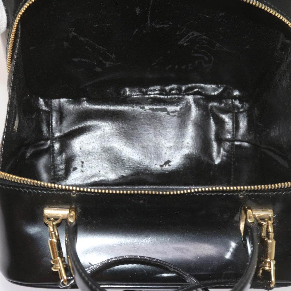GUCCI Bamboo Vanity Cosmetic Pouch Patent leather Black 000 2040 0323 61015