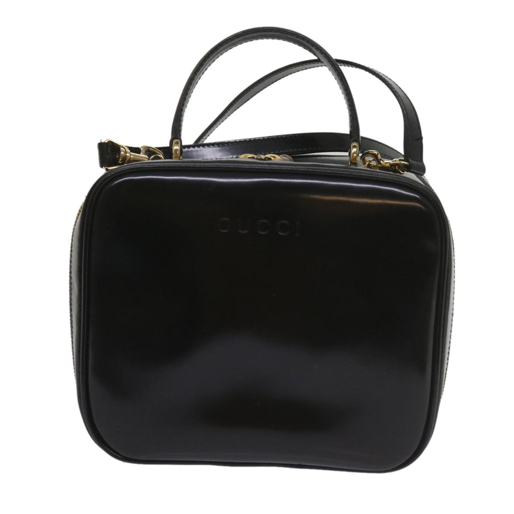 GUCCI Bamboo Vanity Cosmetic Pouch Patent leather Black 000 2040 0323 61015