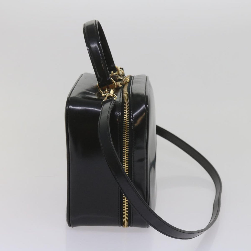 GUCCI Bamboo Vanity Cosmetic Pouch Patent leather Black 000 2040 0323 61015