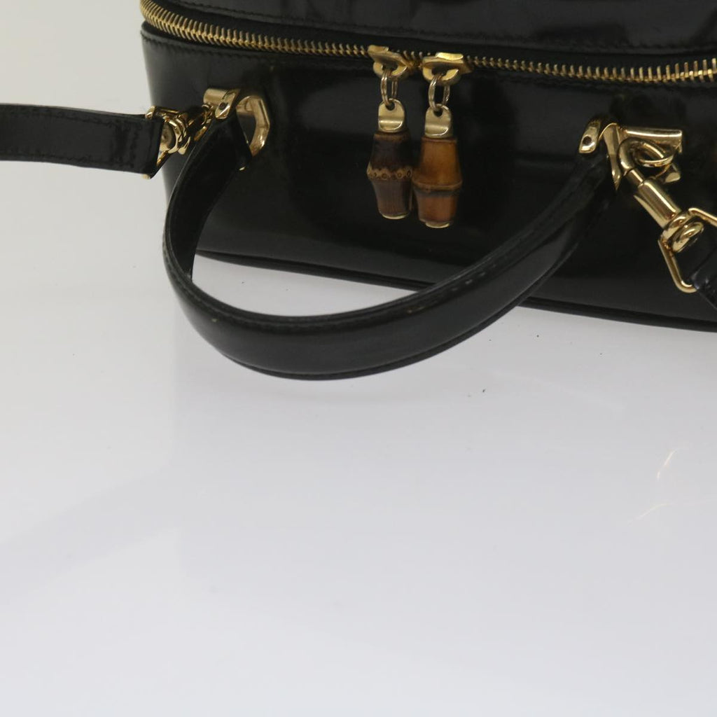 GUCCI Bamboo Vanity Cosmetic Pouch Patent leather Black 000 2040 0323 61015