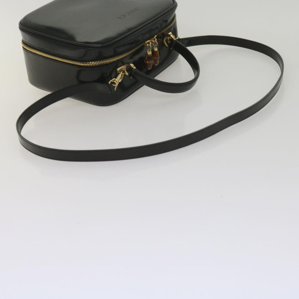 GUCCI Bamboo Vanity Cosmetic Pouch Patent leather Black 000 2040 0323 61015