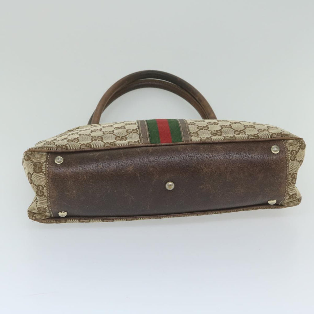 GUCCI GG Canvas Web Sherry Line Tote Bag Beige Red Green 161717 61031