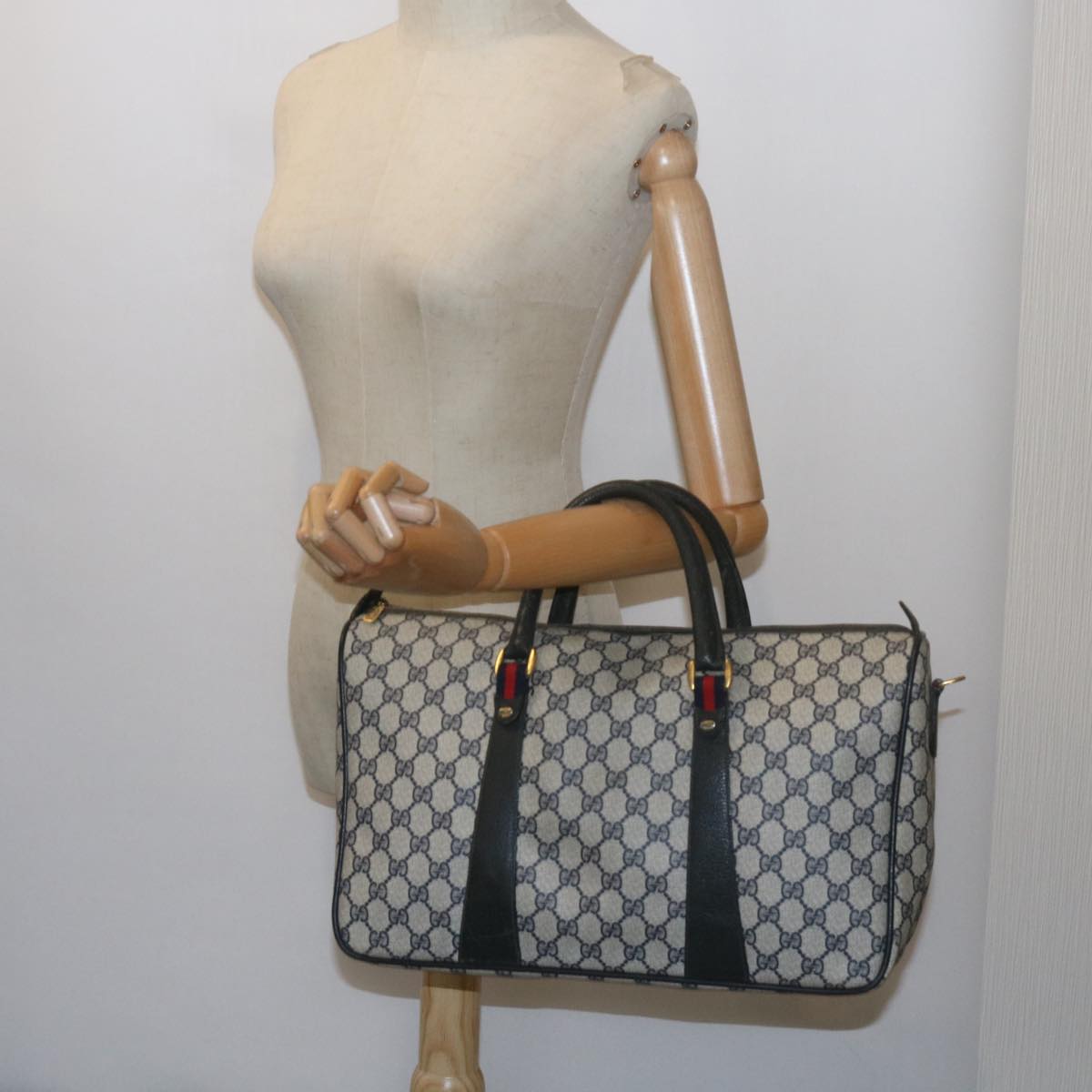 GUCCI GG Supreme Sherry Line Boston Bag PVC Leather Red 39 02 041 61035