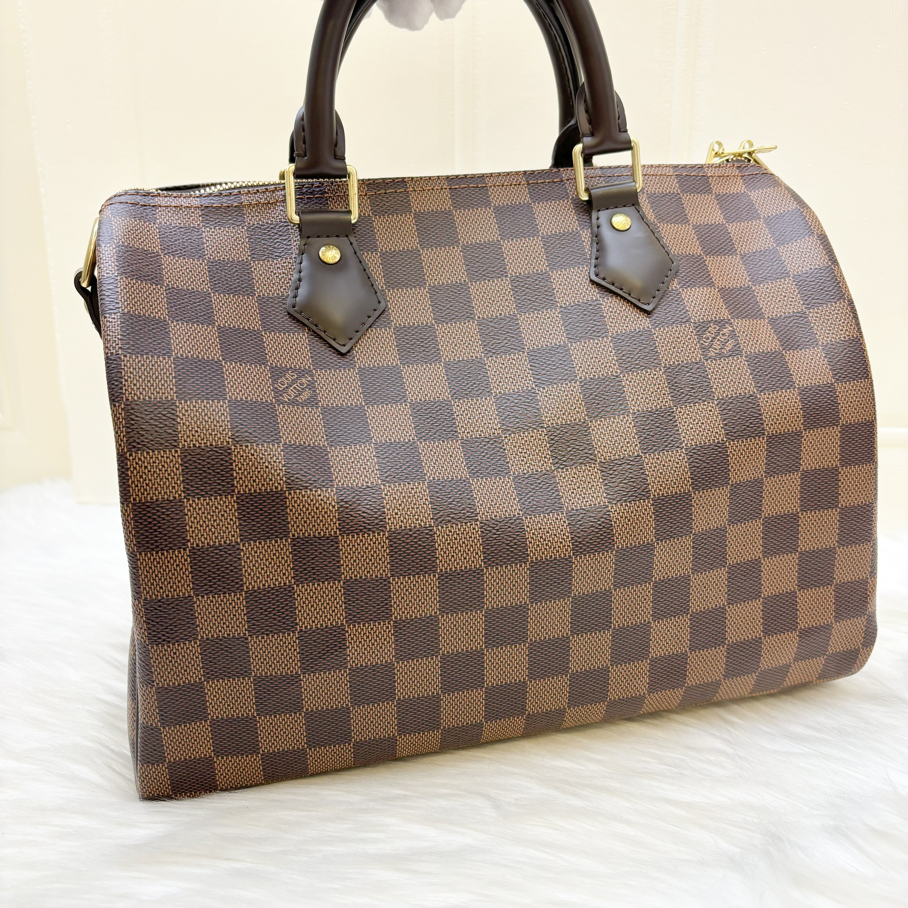 LV Speedy 30 Bandouliere in Damier Ebene Canvas GHW