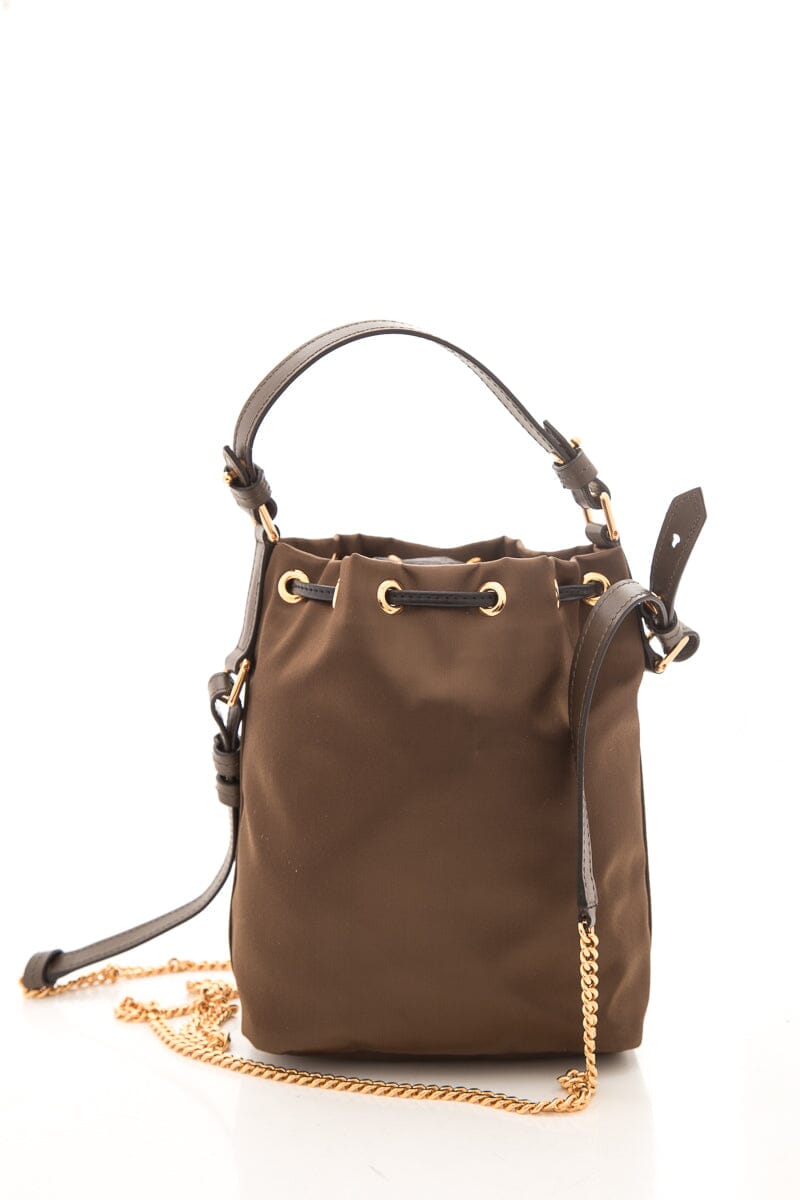 Tom Ford Brown Satin Nylon Chain Bucket Bag