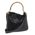 GUCCI Bamboo Shoulder Bag Leather Black 001 1638 61056