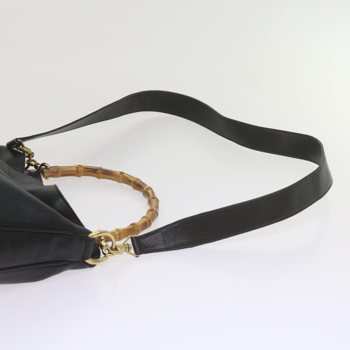 GUCCI Bamboo Shoulder Bag Leather Black 001 1638 61056