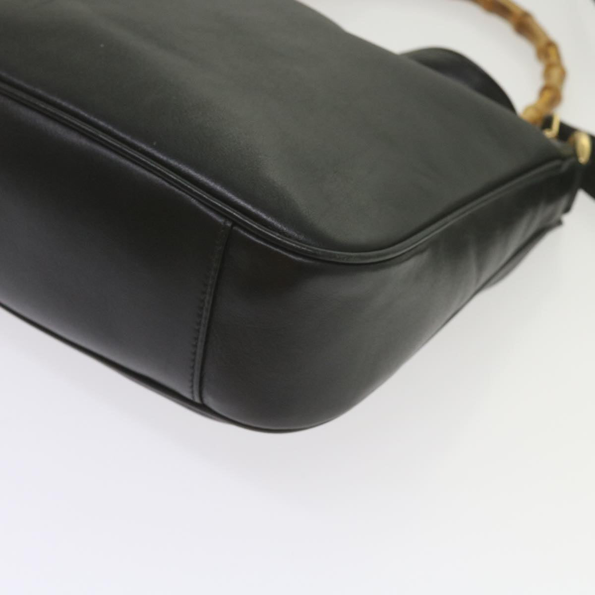 GUCCI Bamboo Shoulder Bag Leather Black 001 1638 61056