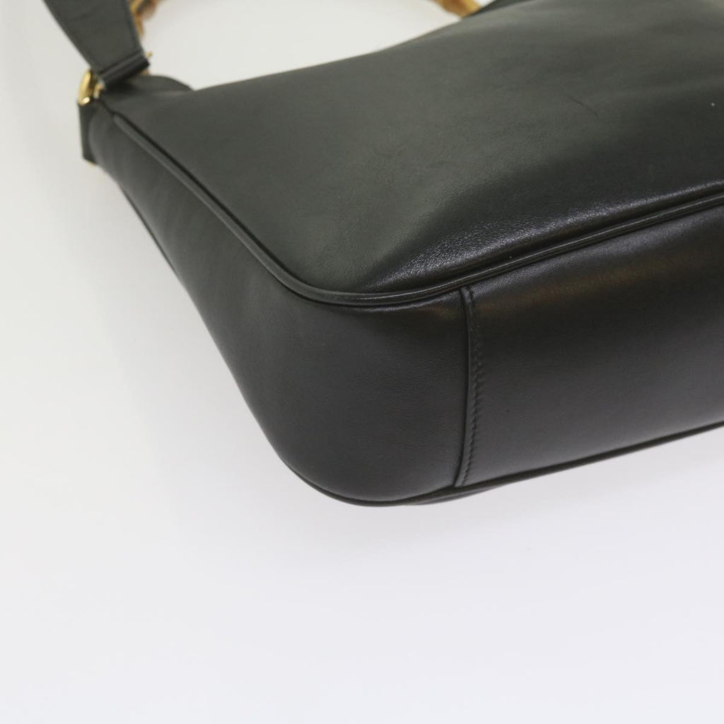 GUCCI Bamboo Shoulder Bag Leather Black 001 1638 61056