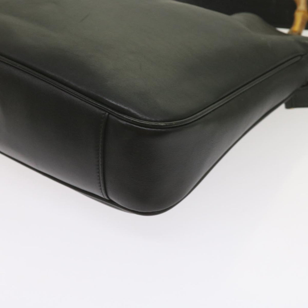 GUCCI Bamboo Shoulder Bag Leather Black 001 1638 61056