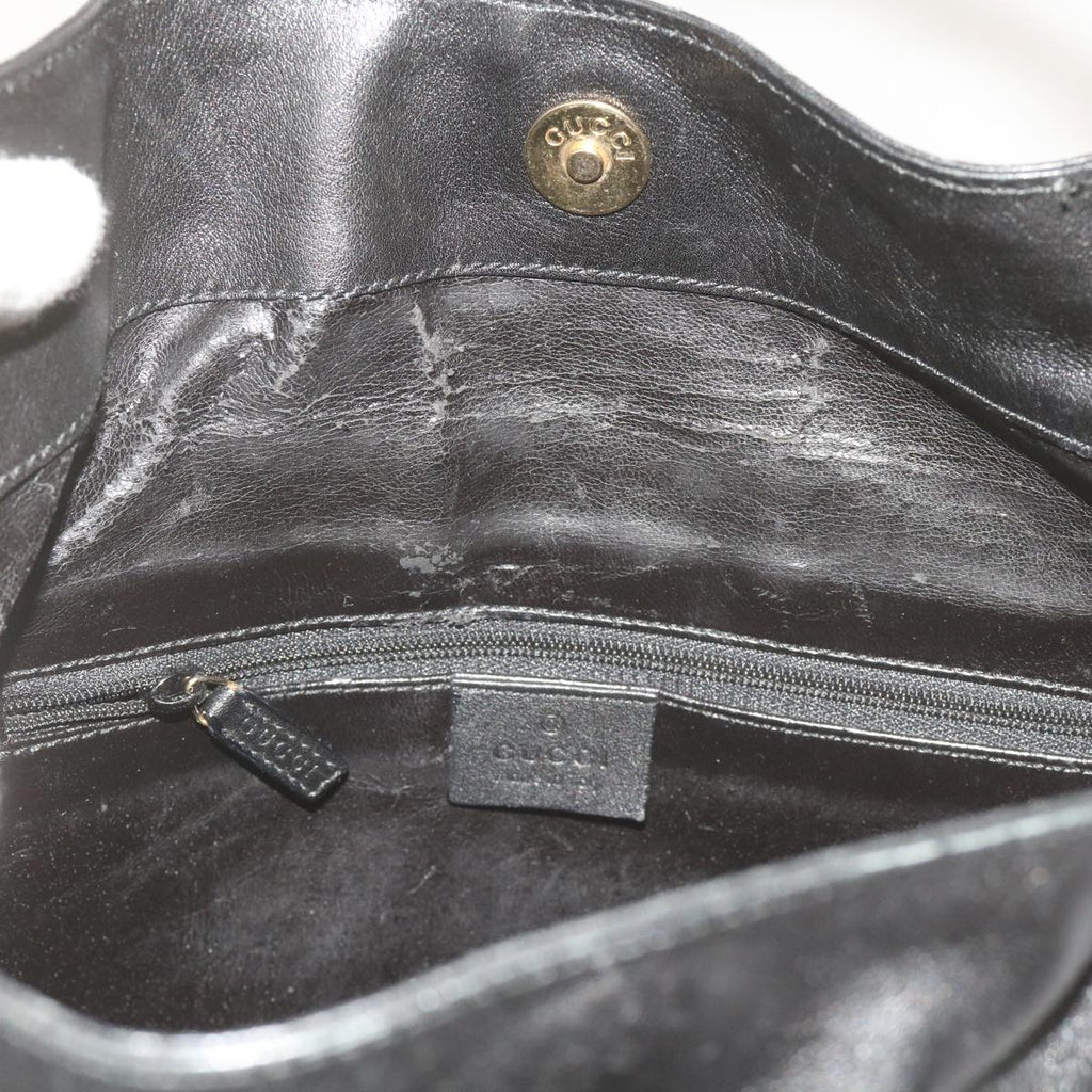 GUCCI Bamboo Shoulder Bag Leather Black 001 1638 61056