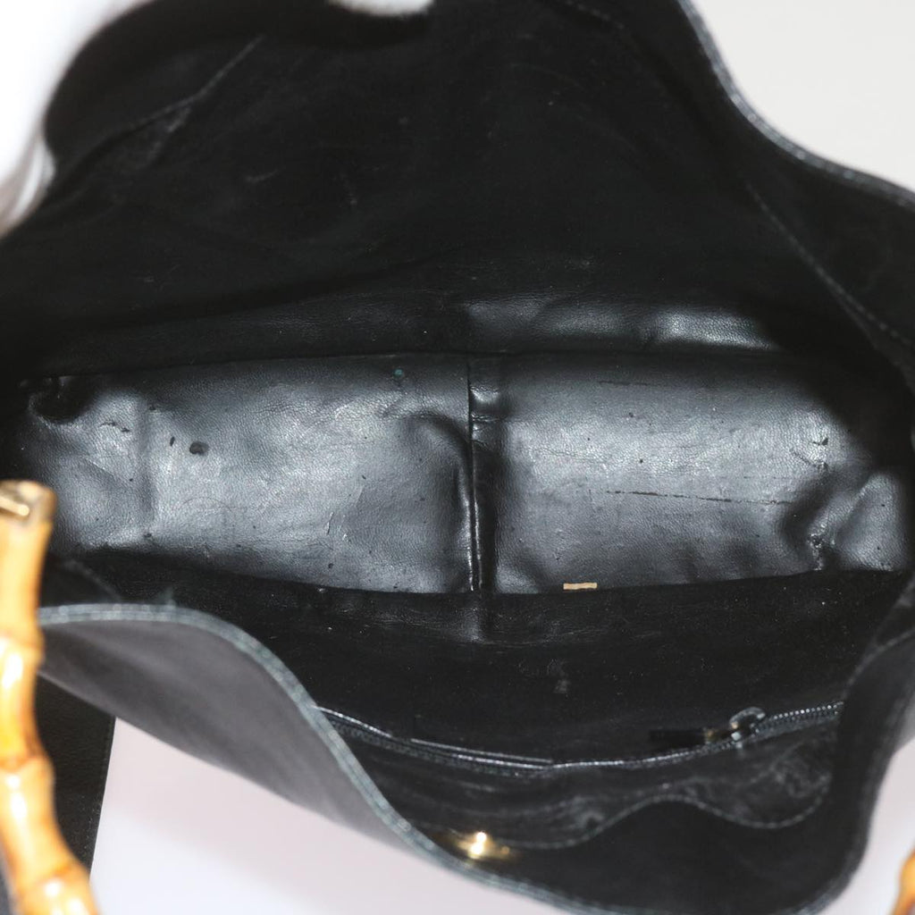 GUCCI Bamboo Shoulder Bag Leather Black 001 1638 61056