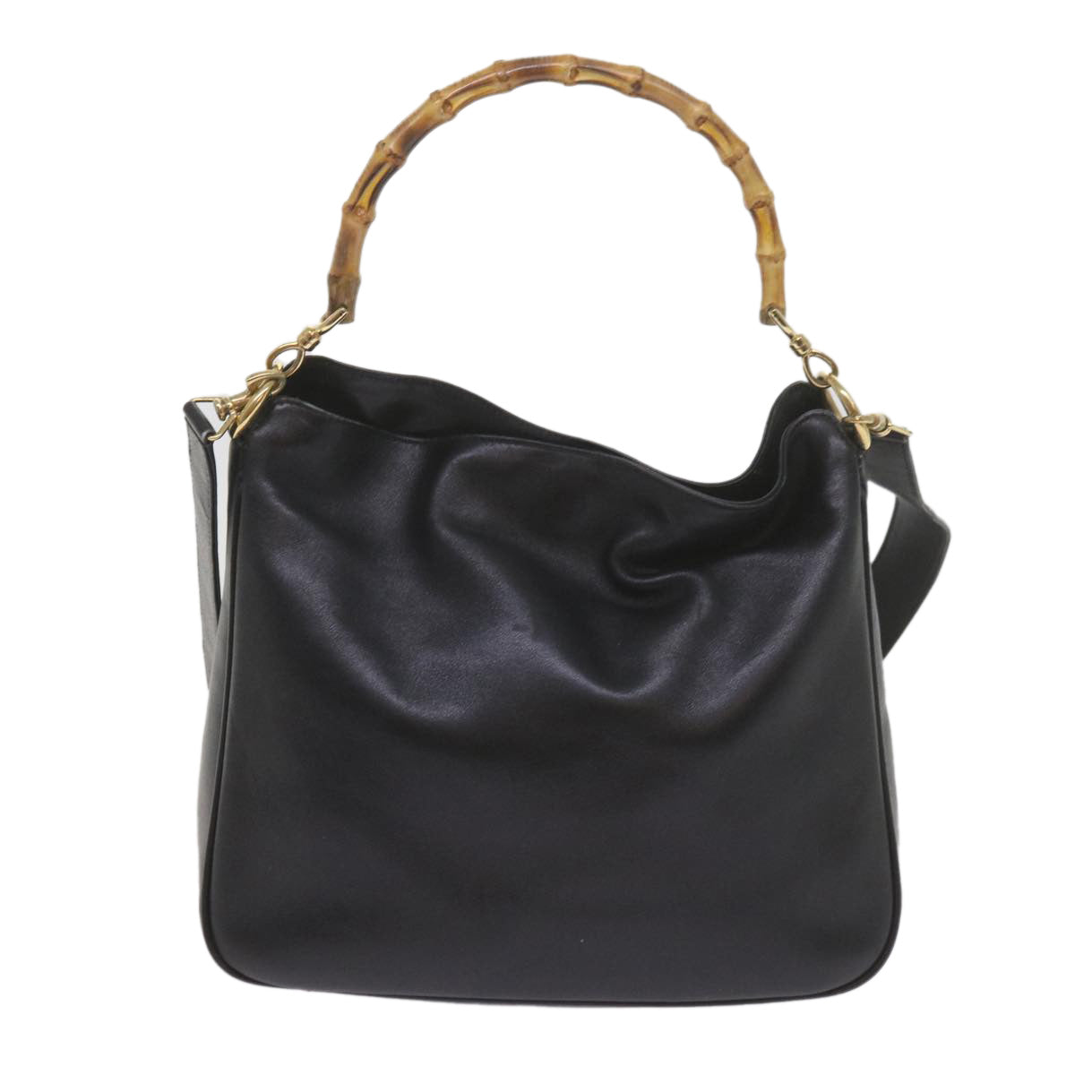 GUCCI Bamboo Shoulder Bag Leather Black 001 1638 61056