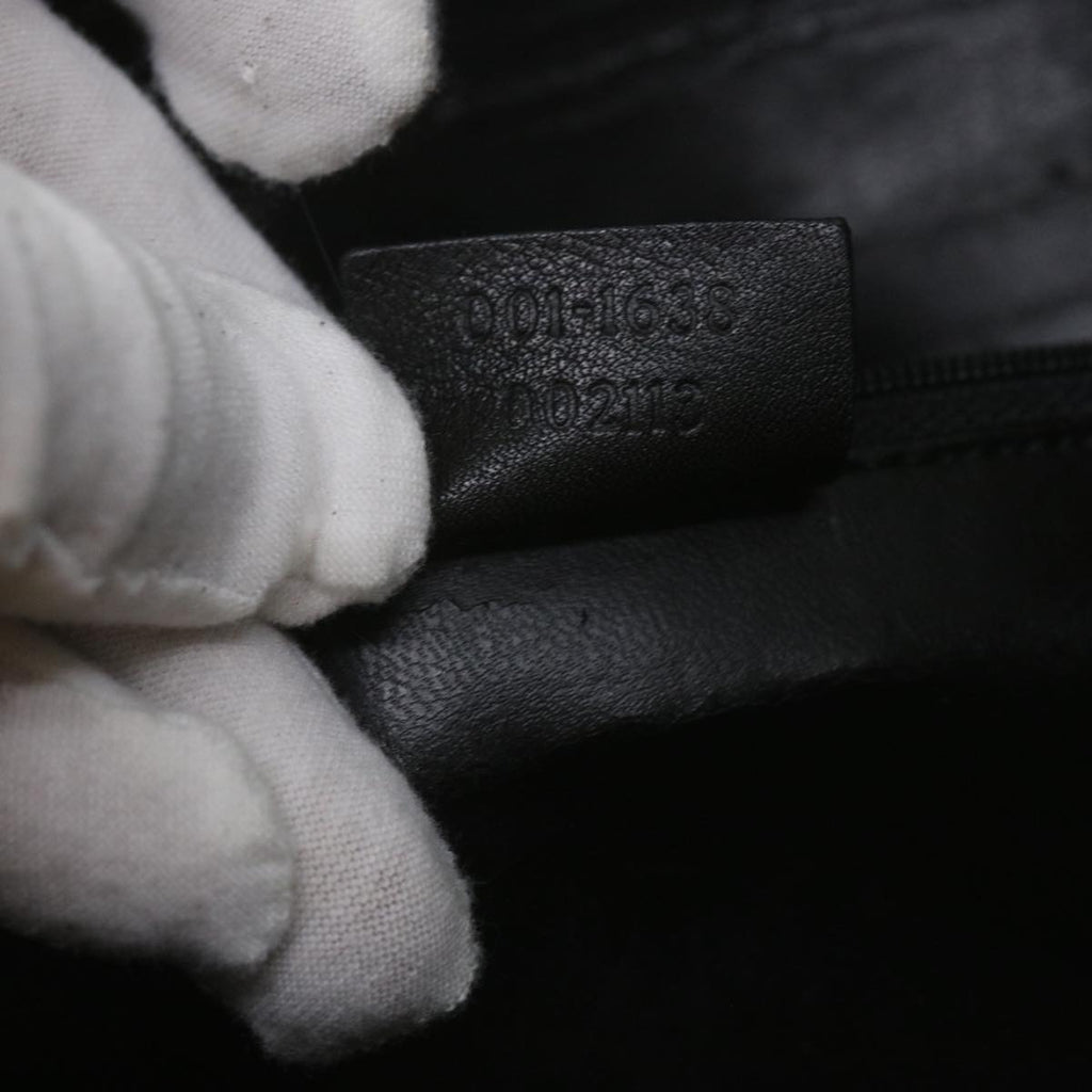GUCCI Bamboo Shoulder Bag Leather Black 001 1638 61056