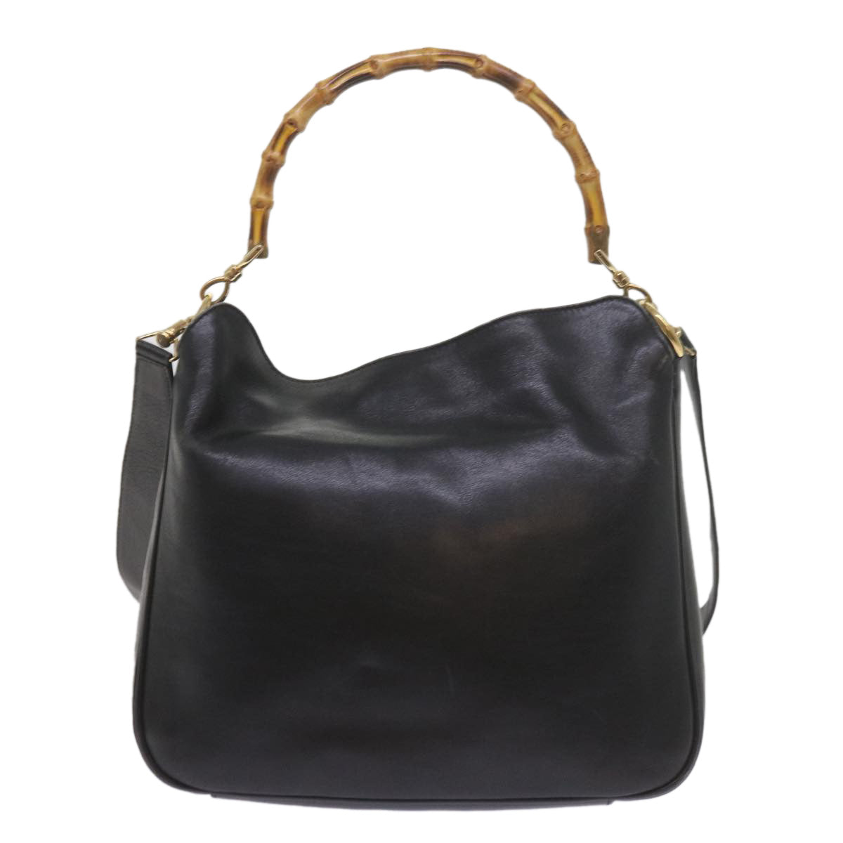 GUCCI Bamboo Shoulder Bag Leather Black 001 1638 61056