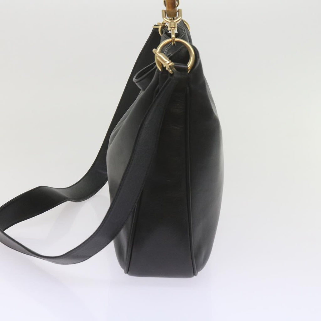 GUCCI Bamboo Shoulder Bag Leather Black 001 1638 61056