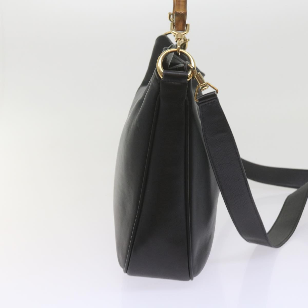 GUCCI Bamboo Shoulder Bag Leather Black 001 1638 61056
