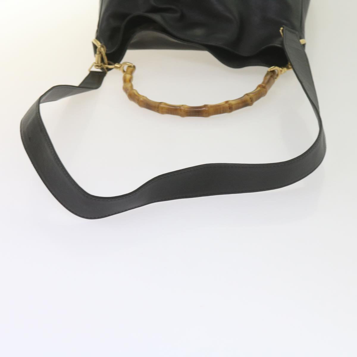 GUCCI Bamboo Shoulder Bag Leather Black 001 1638 61056