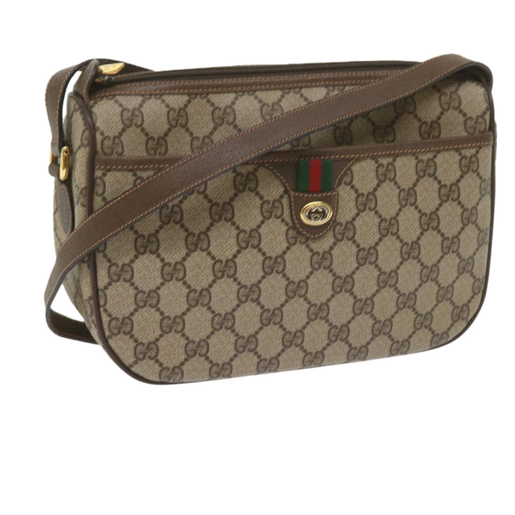 GUCCI GG Supreme Web Sherry Line Shoulder Bag Beige Red 89 02 077 61063