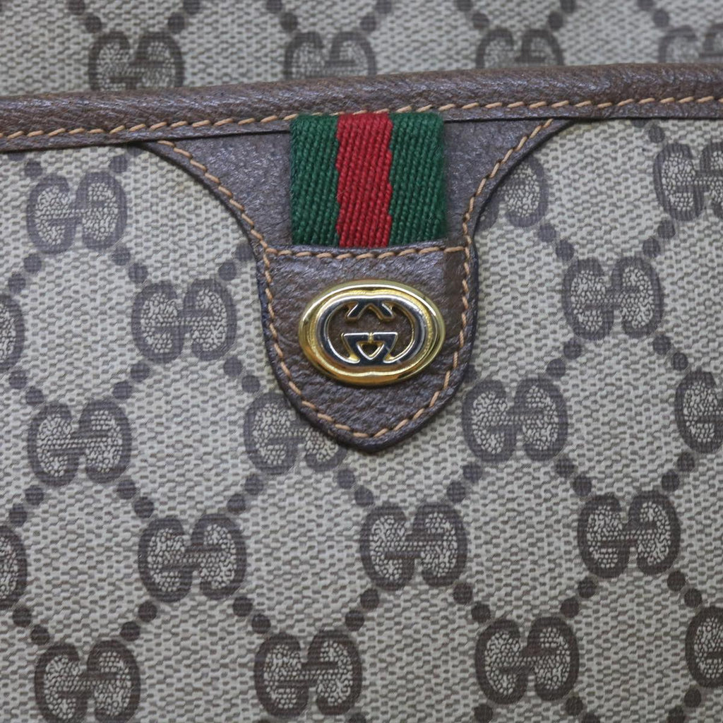 GUCCI GG Supreme Web Sherry Line Shoulder Bag Beige Red 89 02 077 61063
