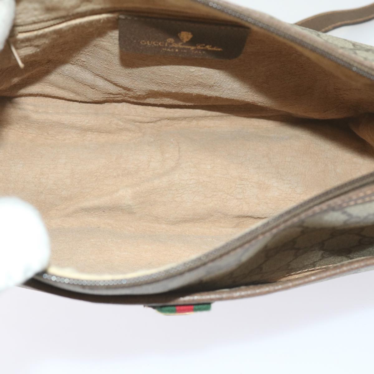 GUCCI GG Supreme Web Sherry Line Shoulder Bag Beige Red 89 02 077 61063