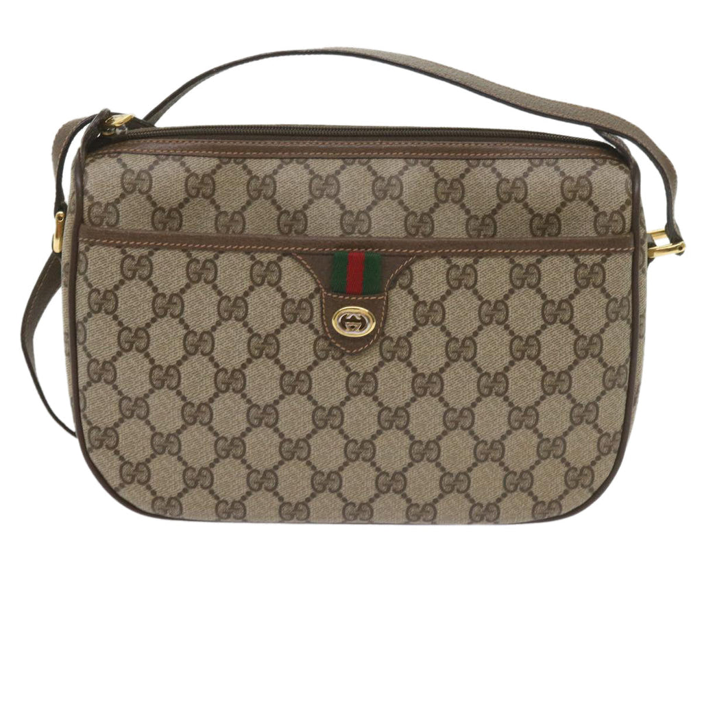 GUCCI GG Supreme Web Sherry Line Shoulder Bag Beige Red 89 02 077 61063