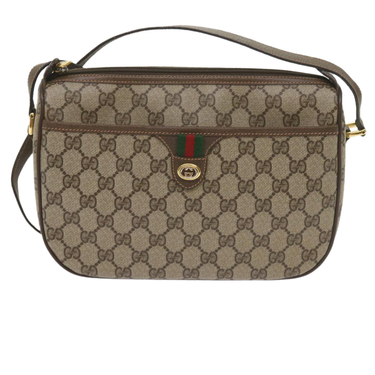 GUCCI GG Supreme Web Sherry Line Shoulder Bag Beige Red 89 02 077 61063