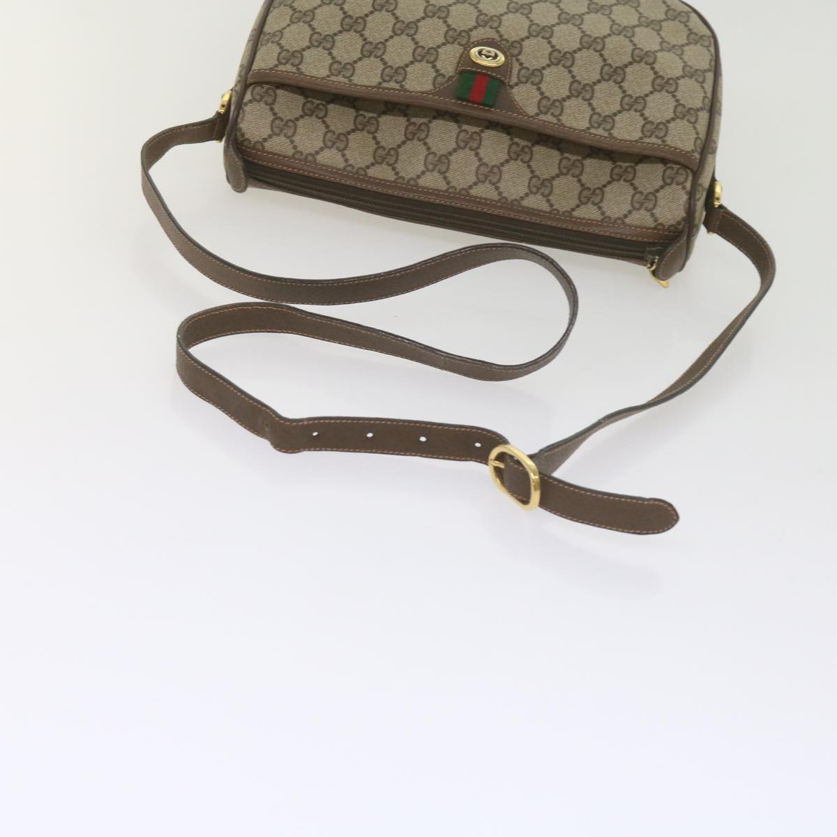 GUCCI GG Supreme Web Sherry Line Shoulder Bag Beige Red 89 02 077 61063