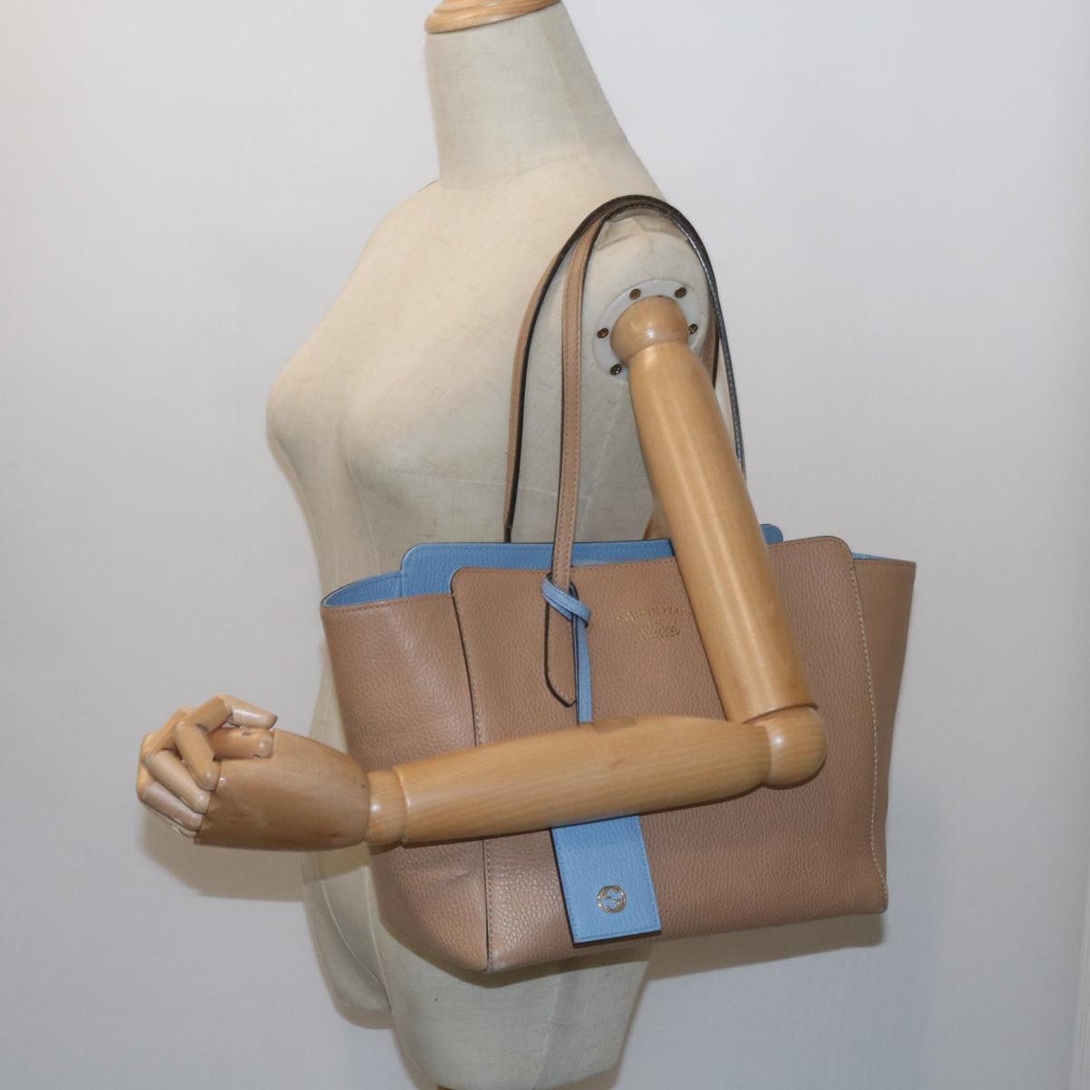 GUCCI Swing Tote Bag Leather Beige 354408 61085