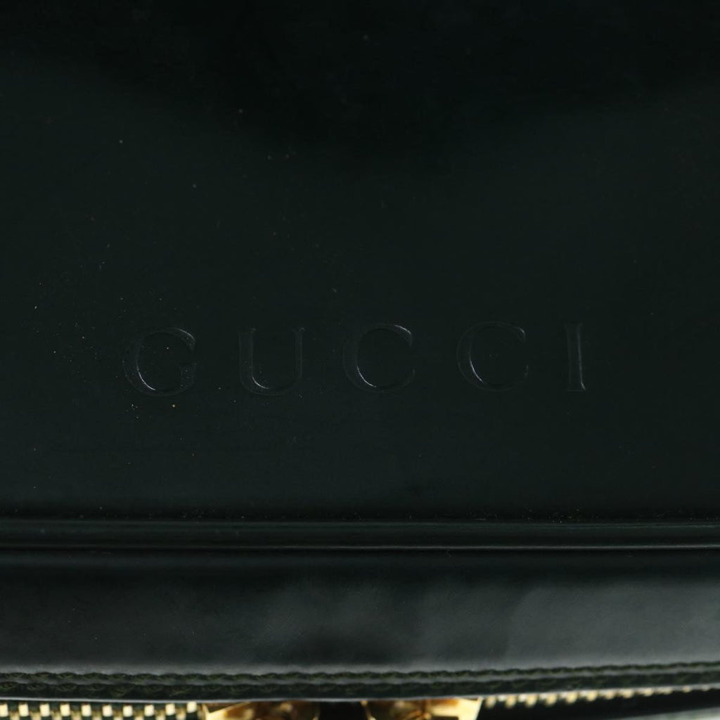 GUCCI Bamboo Vanity Cosmetic Pouch Patent leather Green 032 1956 0150 61086