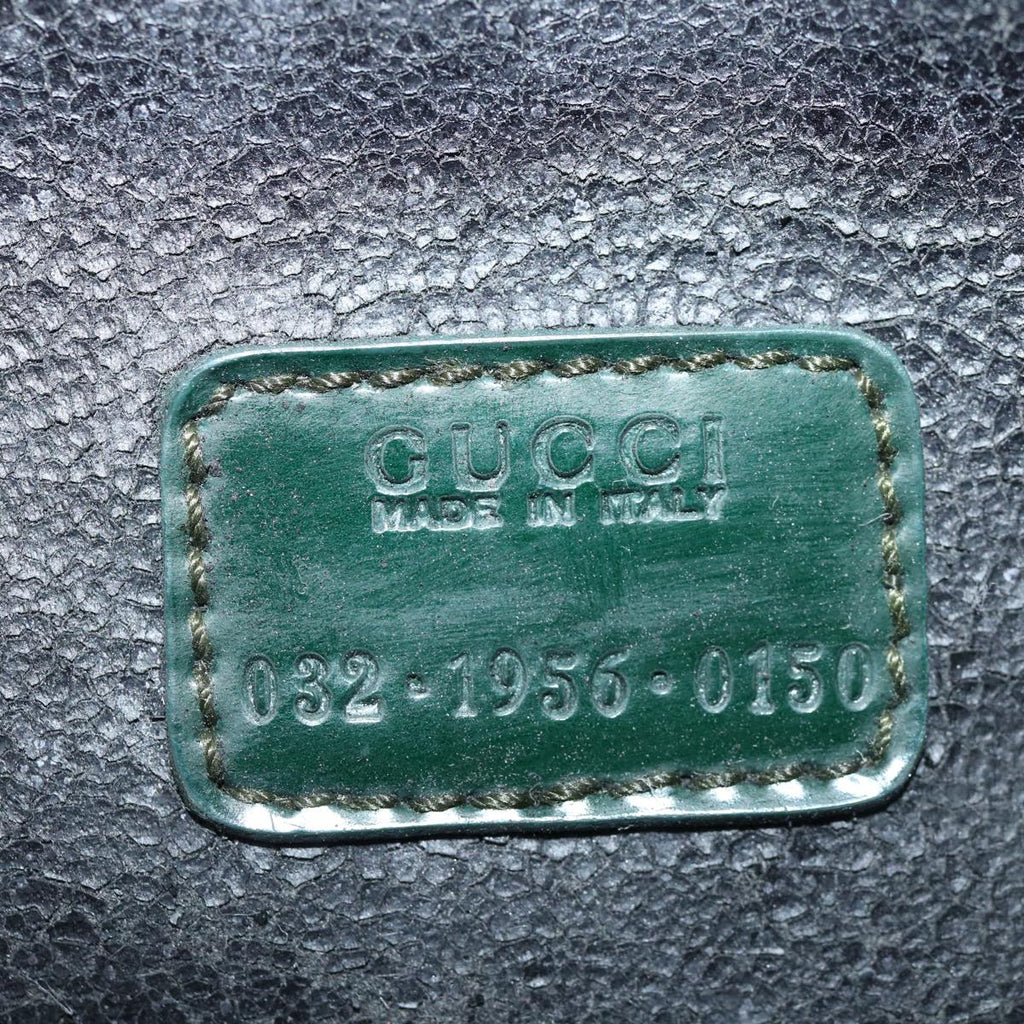 GUCCI Bamboo Vanity Cosmetic Pouch Patent leather Green 032 1956 0150 61086