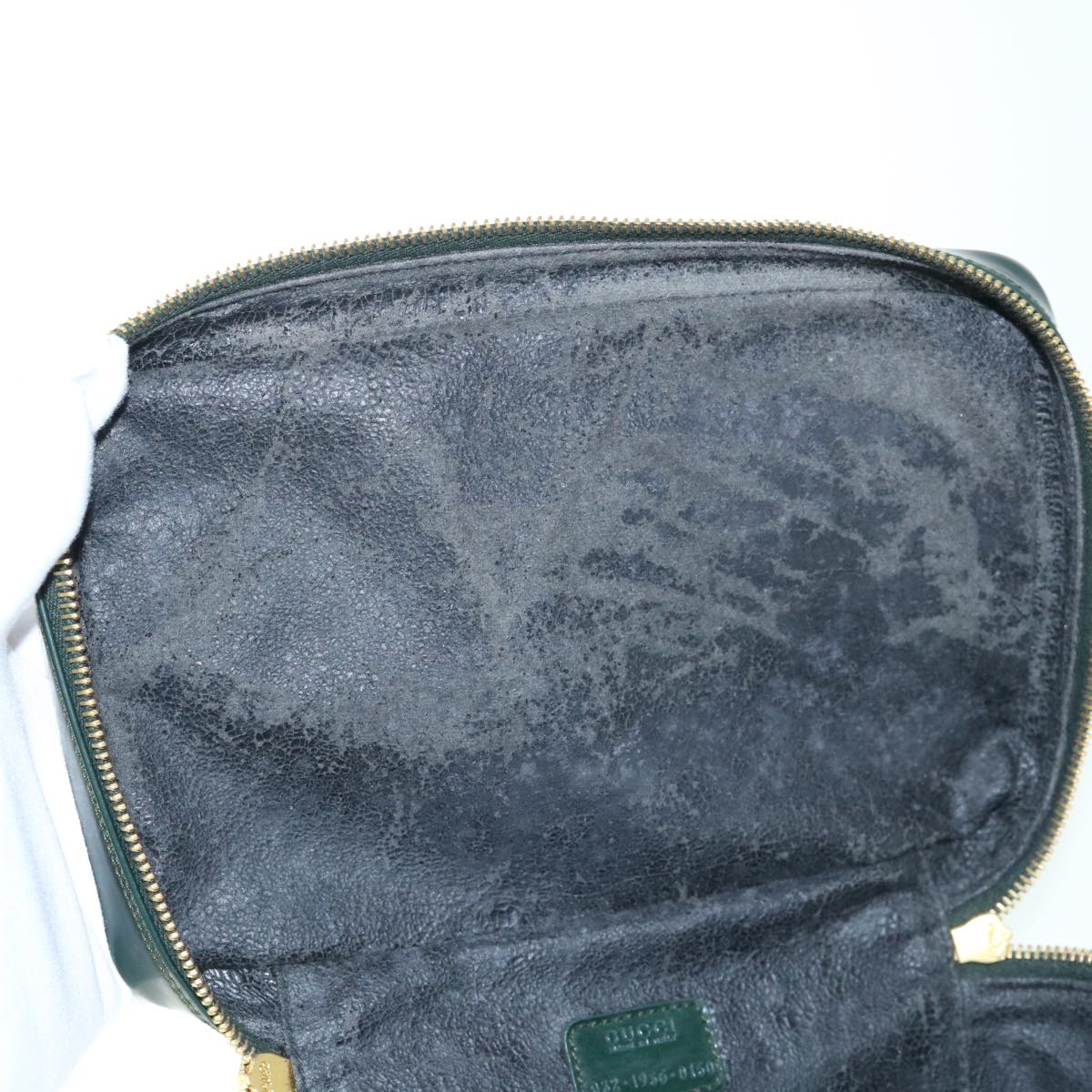 GUCCI Bamboo Vanity Cosmetic Pouch Patent leather Green 032 1956 0150 61086