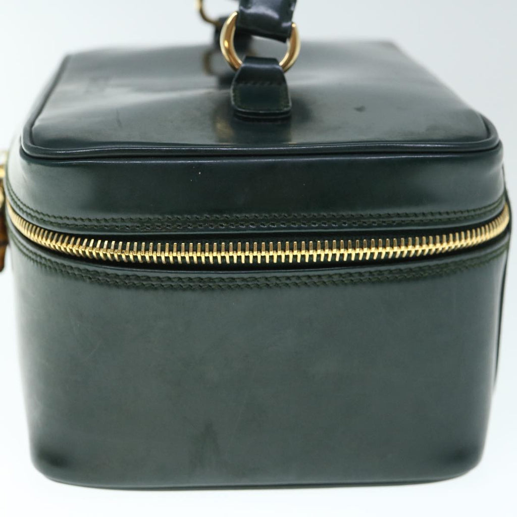 GUCCI Bamboo Vanity Cosmetic Pouch Patent leather Green 032 1956 0150 61086