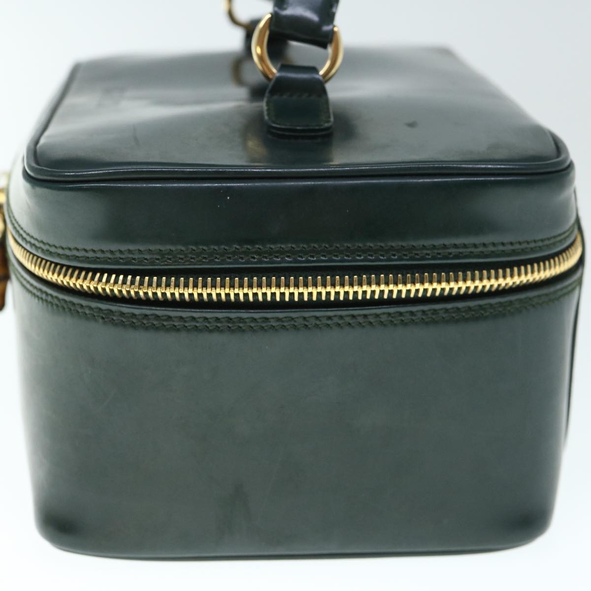 GUCCI Bamboo Vanity Cosmetic Pouch Patent leather Green 032 1956 0150 61086