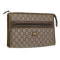 GUCCI GG Plus Supreme Clutch Bag PVC Leather Beige 61108