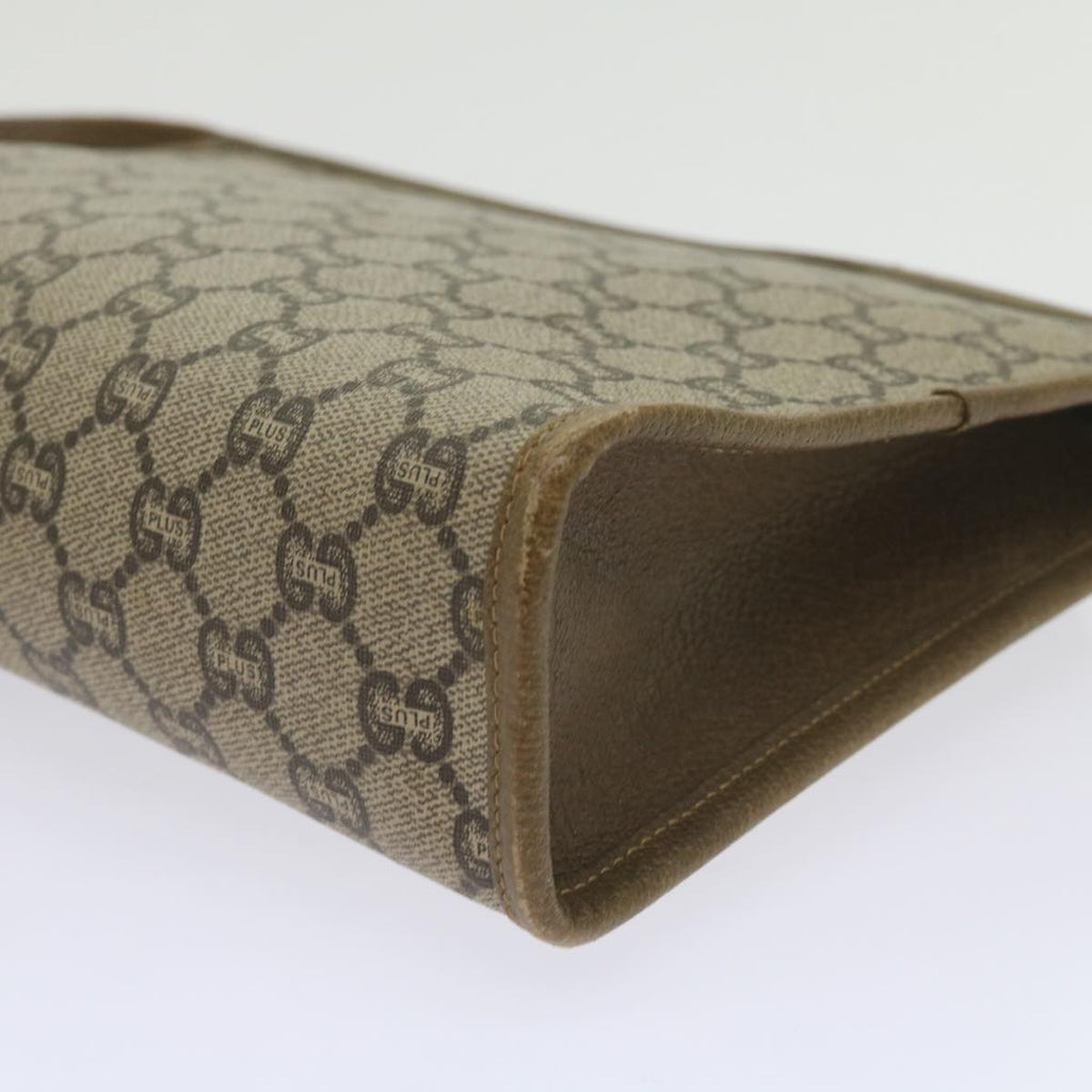 GUCCI GG Plus Supreme Clutch Bag PVC Leather Beige 61108