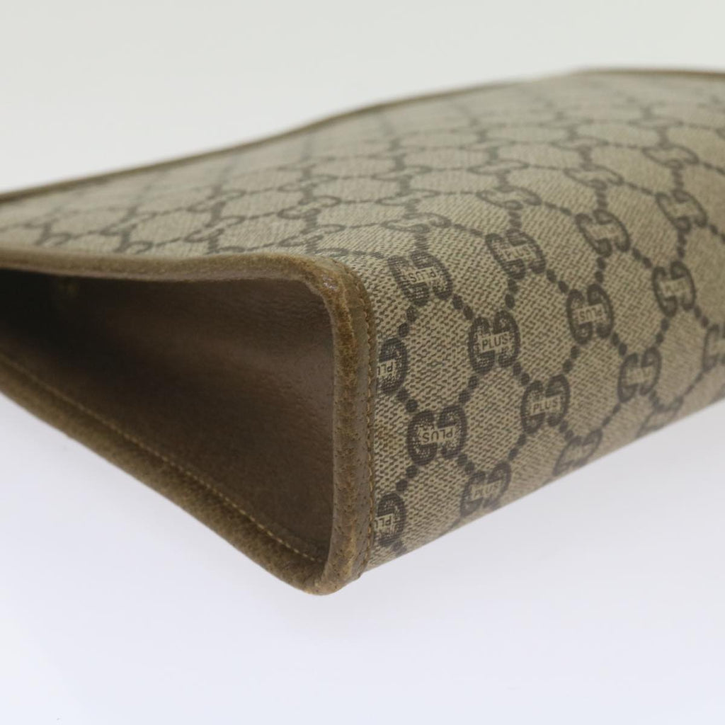 GUCCI GG Plus Supreme Clutch Bag PVC Leather Beige 61108