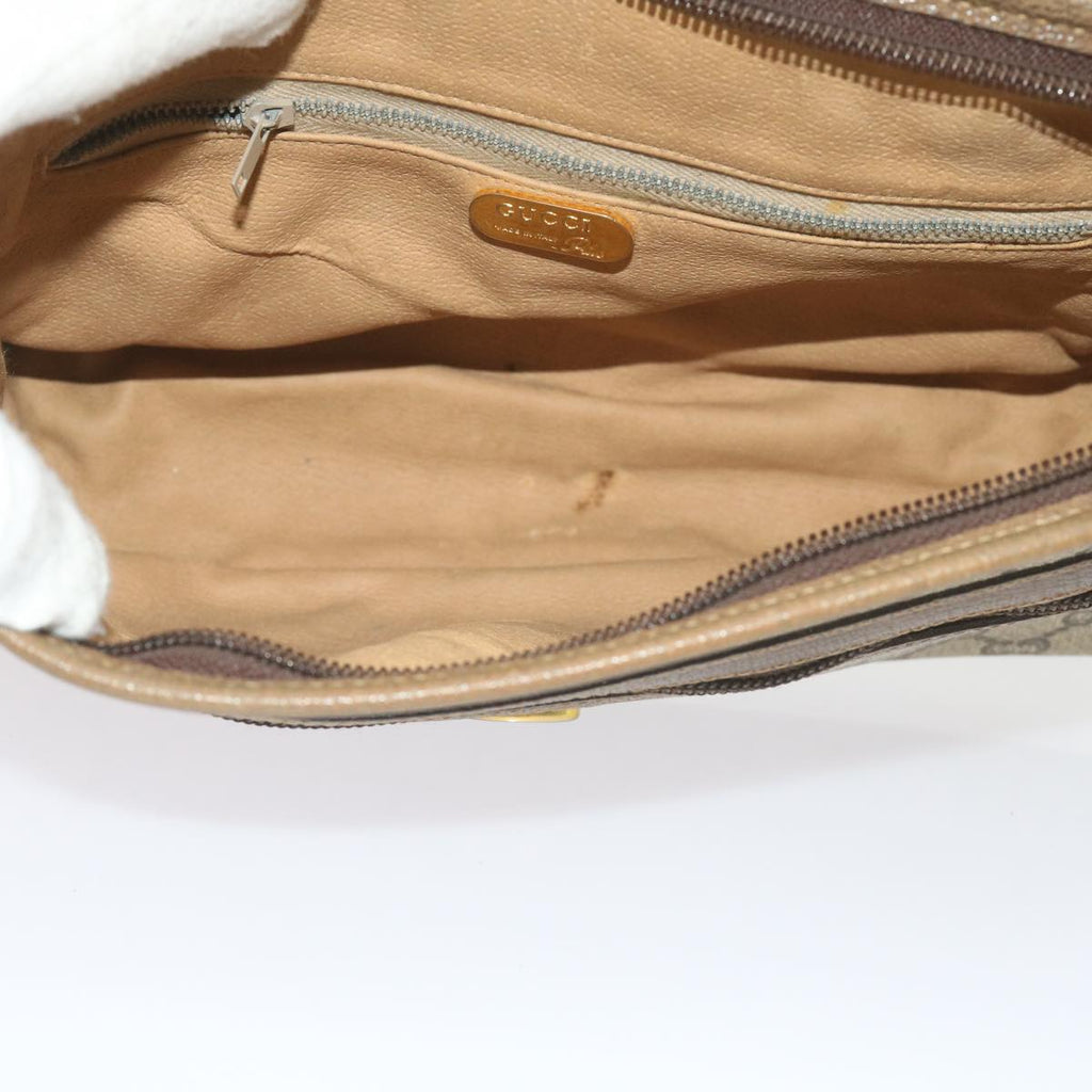 GUCCI GG Plus Supreme Clutch Bag PVC Leather Beige 61108