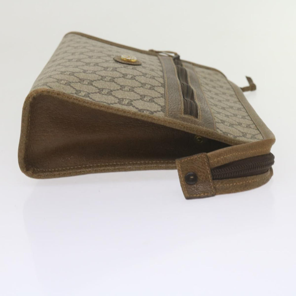 GUCCI GG Plus Supreme Clutch Bag PVC Leather Beige 61108