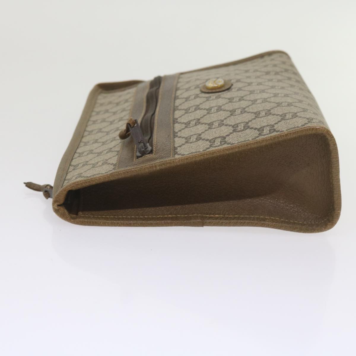 GUCCI GG Plus Supreme Clutch Bag PVC Leather Beige 61108