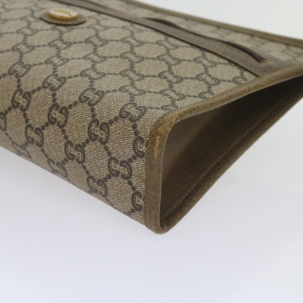 GUCCI GG Plus Supreme Clutch Bag PVC Leather Beige 61108