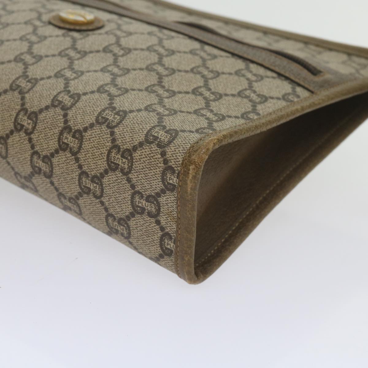 GUCCI GG Plus Supreme Clutch Bag PVC Leather Beige 61108