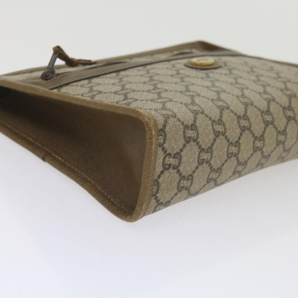 GUCCI GG Plus Supreme Clutch Bag PVC Leather Beige 61108