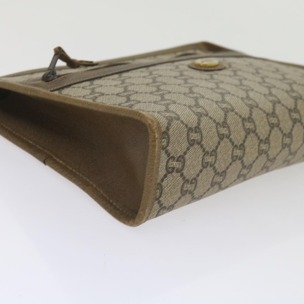 GUCCI GG Plus Supreme Clutch Bag PVC Leather Beige 61108