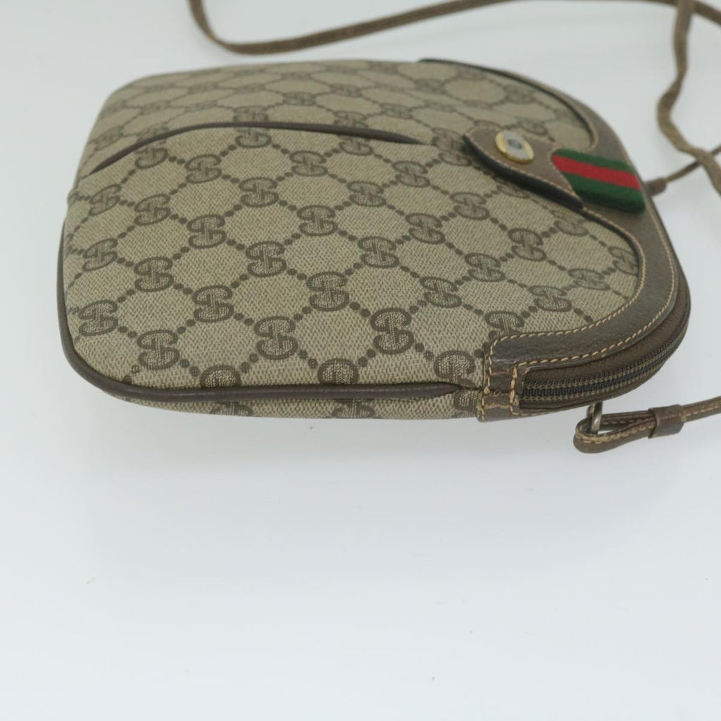 GUCCI GG Canvas Web Sherry Line Shoulder Bag PVC Beige Green Red 61211